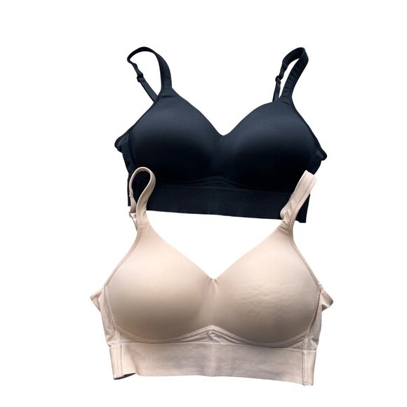 Rhonda Shear 2Pack Molded Cup Bra with Wrap Back Size Medium Black Beige 616.4 - Picture 2 of 10